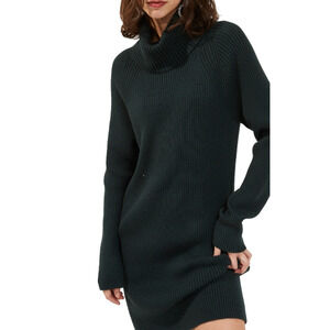 French Connection Katerina Ribbed Sweater Dress Dark Springs Size S 1600